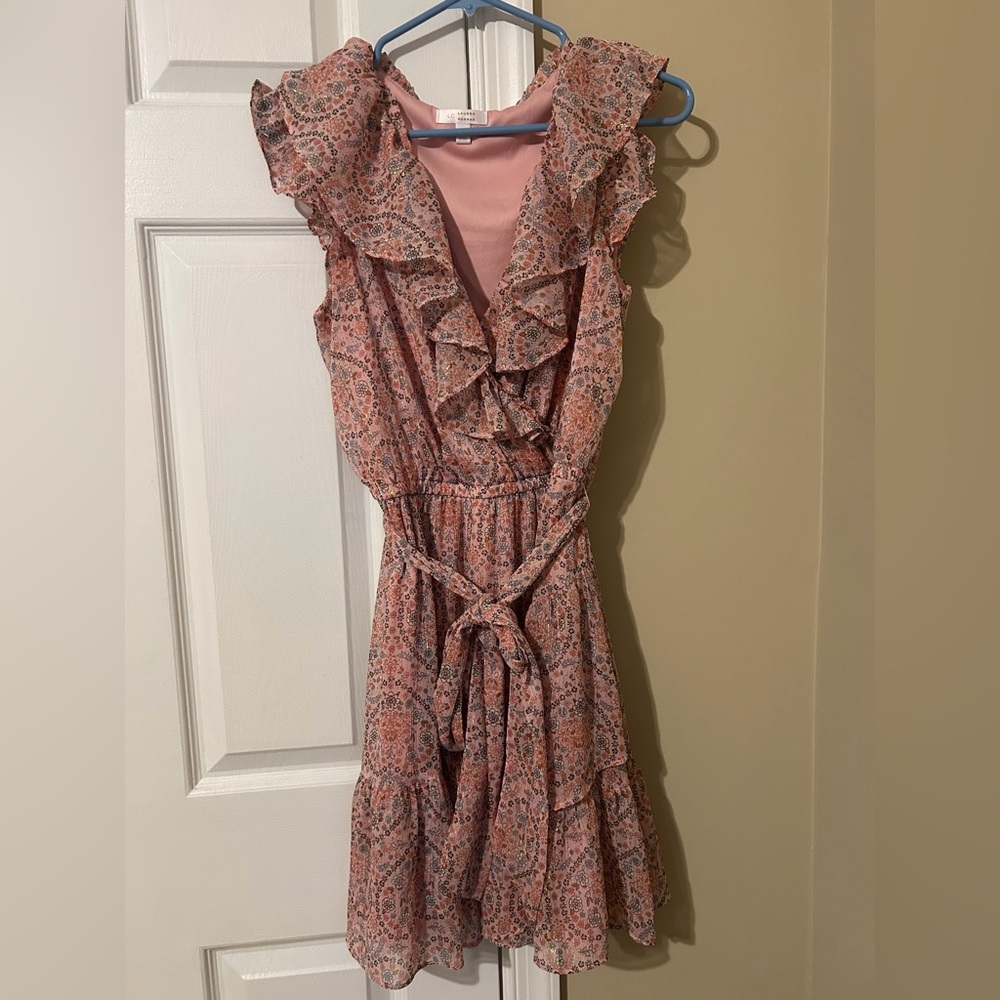 LC Lauren Conrad Pink Floral Midi Dress